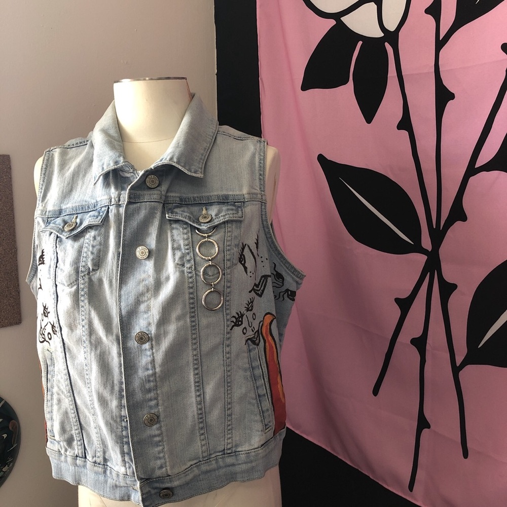 Eyes on fire denim jacket